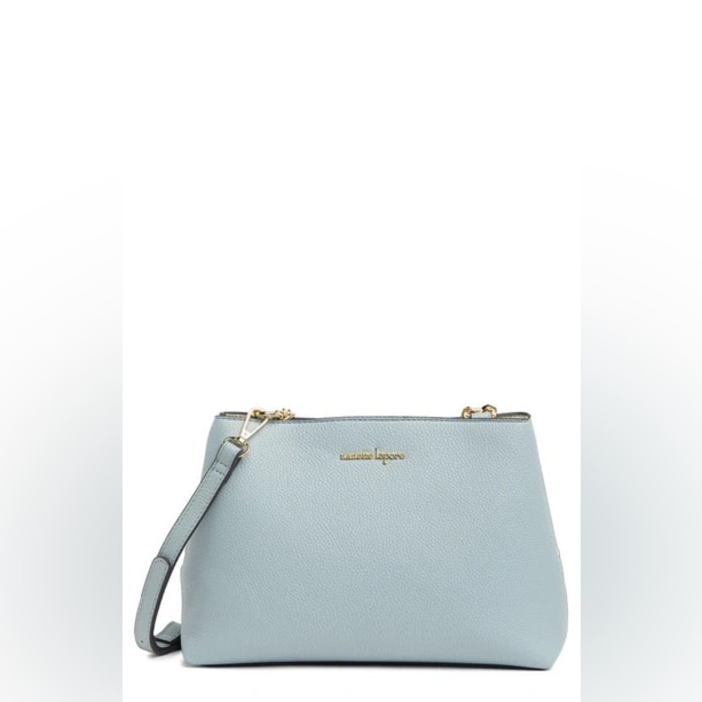 NANETTE LEPORE CONVERTIBLE DOUBLE CROSSBODY HANDBAG IN CHAMBRAY - Picture 1 of 12